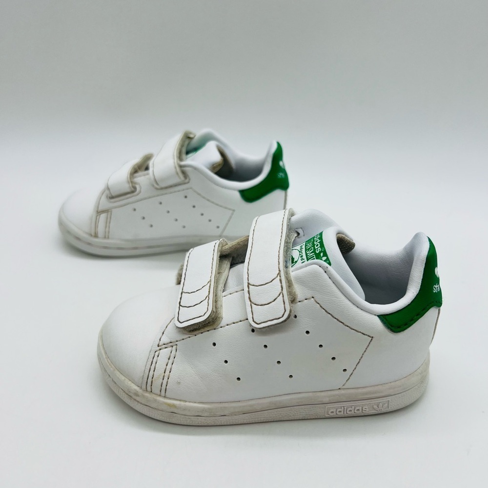 Adidas Stan Smith Baby Sneakers White Leather with Green Accents Size 5.5